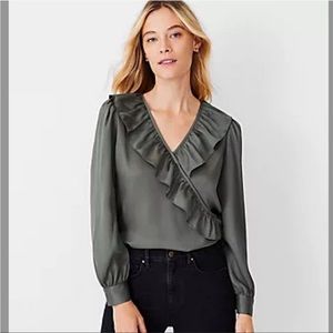 Ann Taylor Wrap Blouse with Ruffle